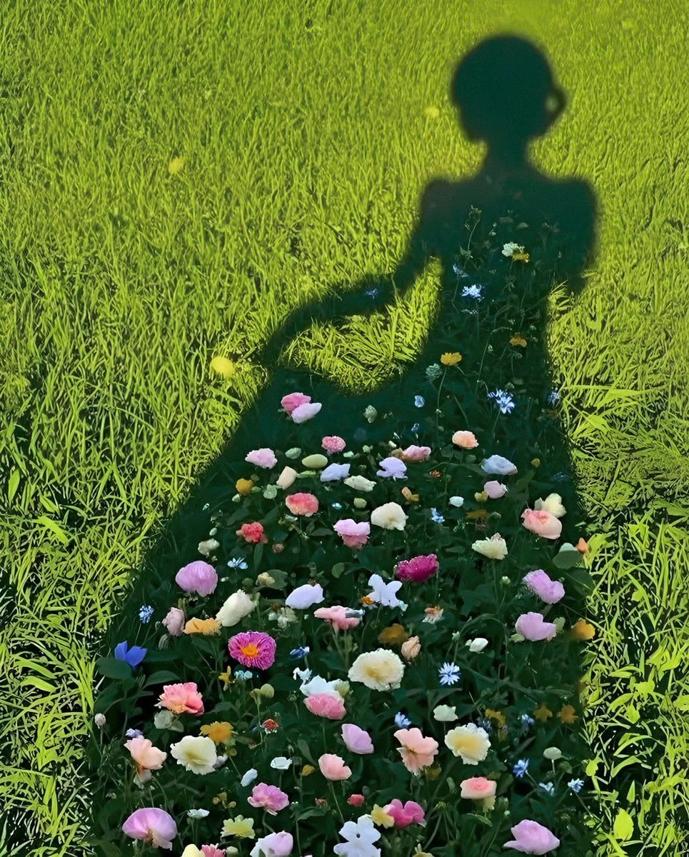 Sunlit meadow shadow silhouette (photo 2 of 2)
