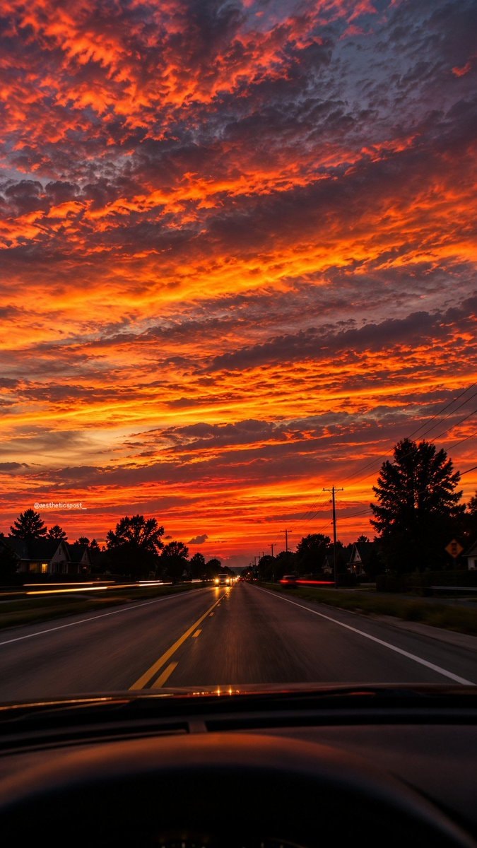 sunset from the car