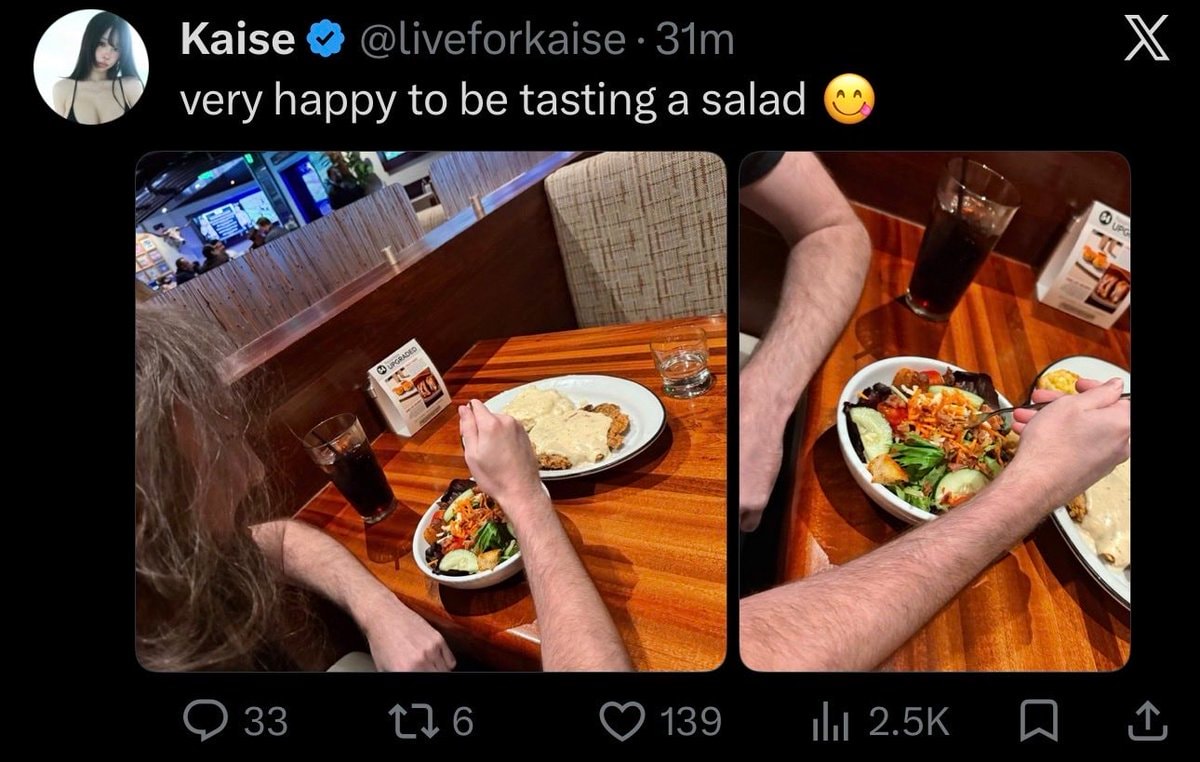 Asmongold and Kaise eating at a restaurant