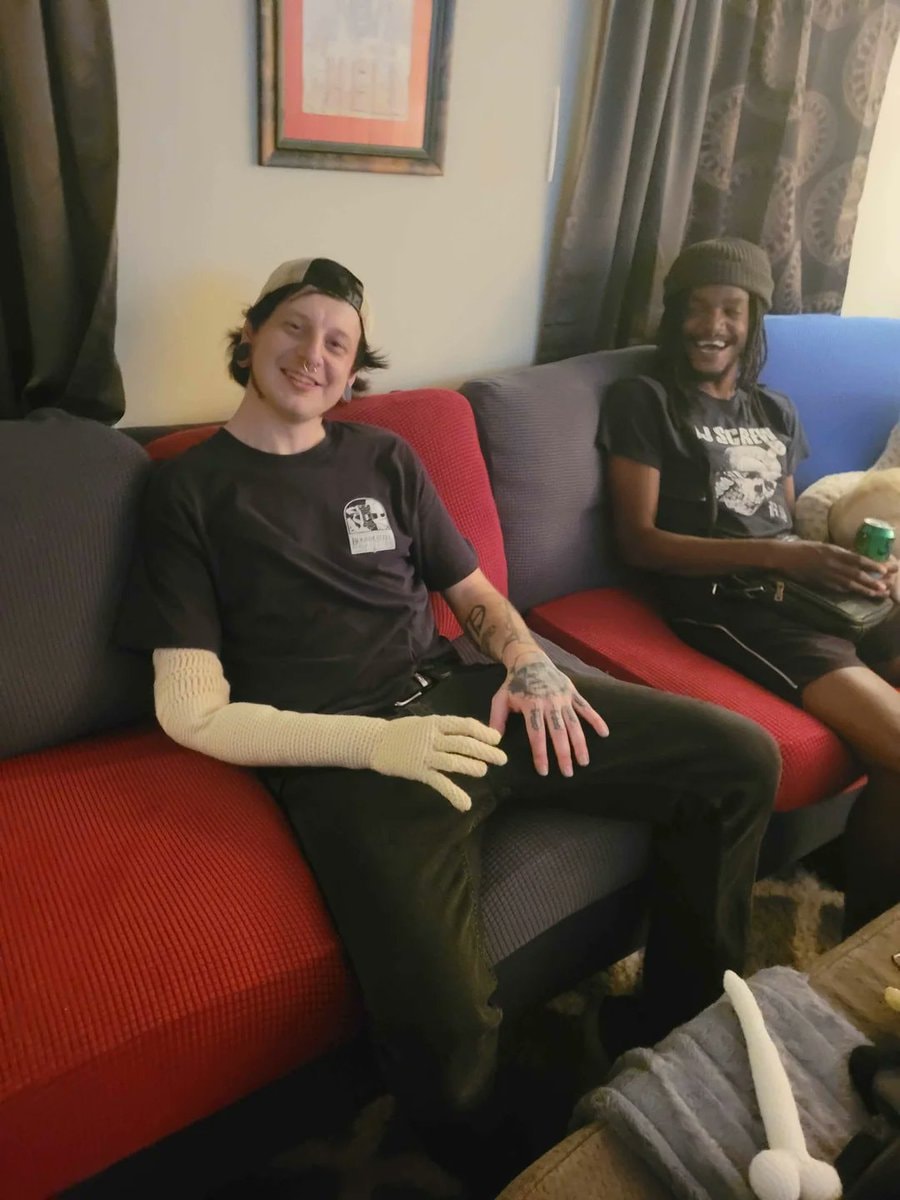 cousin crochets prosthetic arm