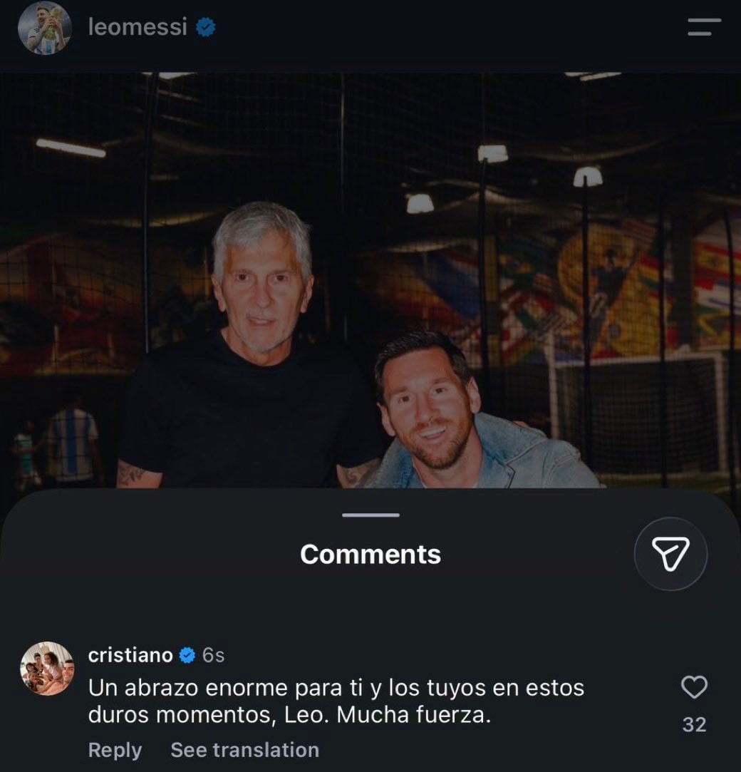 Ronaldo to Messi on Instagram