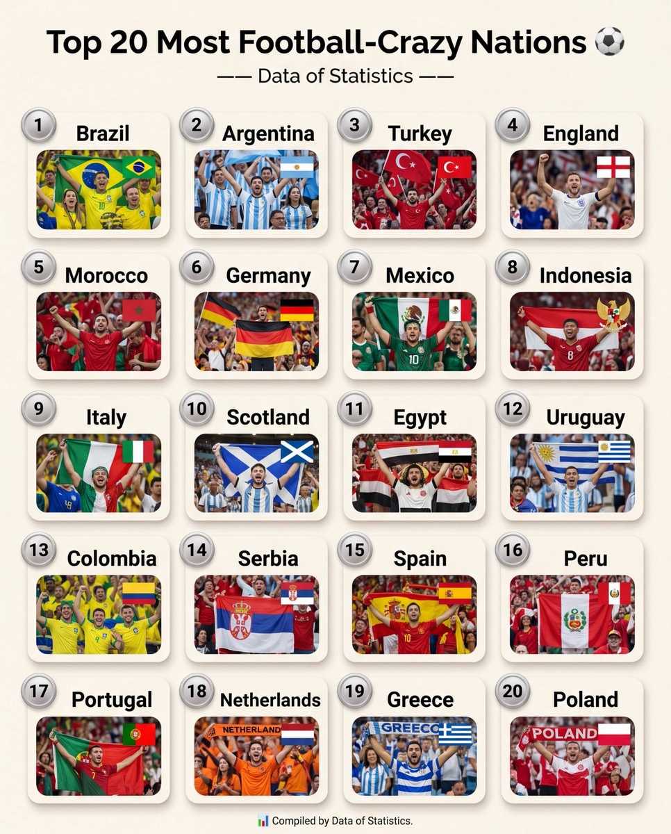 Top 20 most football-crazy nations โฝ Top 20 most football-crazy nations โฝ
