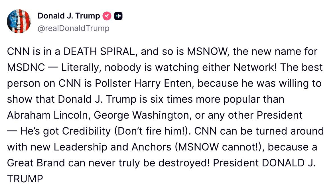 Trump on CNN and MSNOW death spiral
