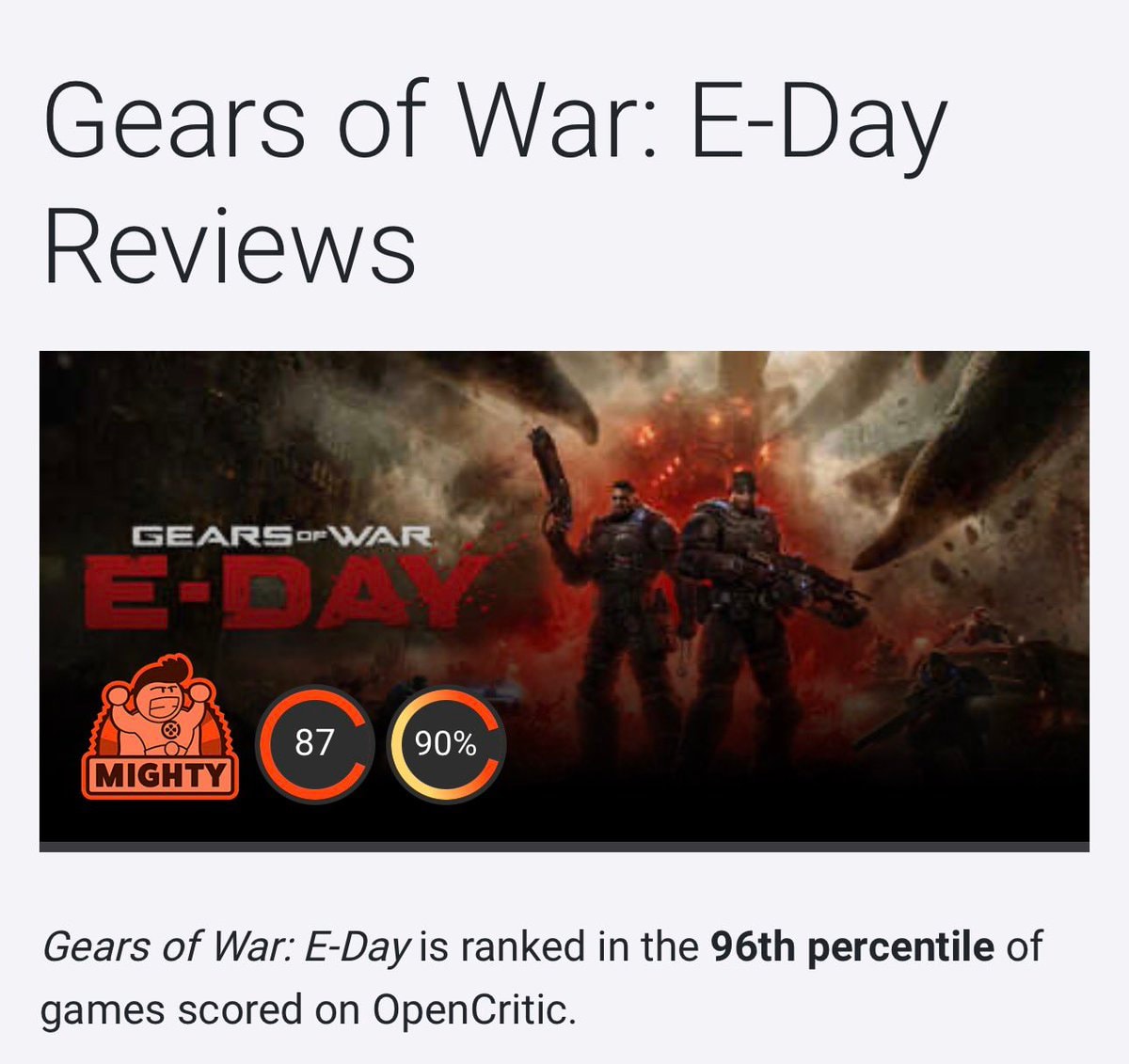 Gears of War E-Day review scores (photo 3 of 3)