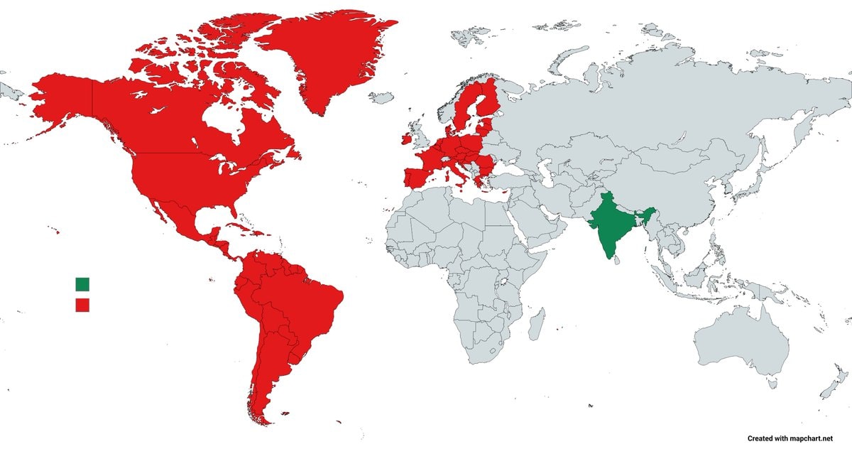 world map red green population balance