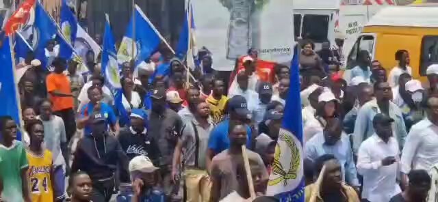 UDP march DRC opposition flags