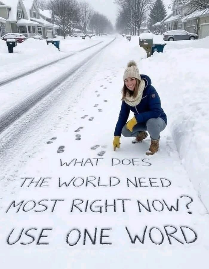 Woman writing in snow