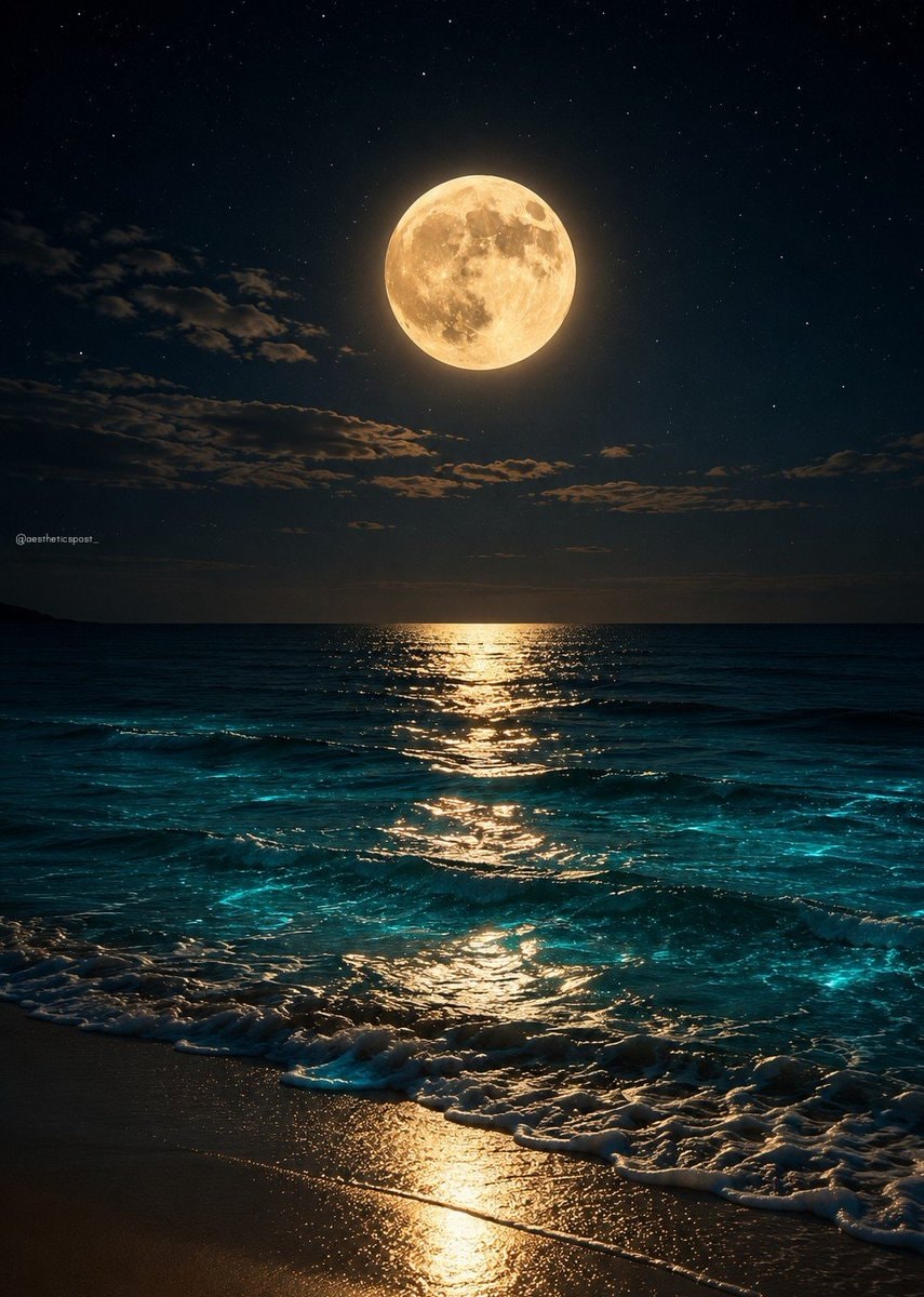 ocean under full moon