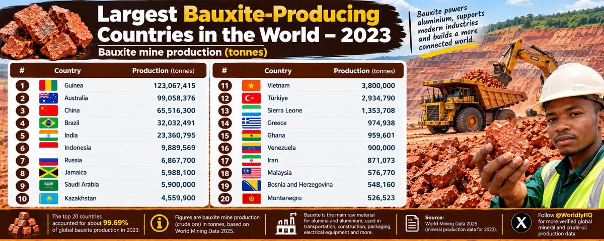 Largest Bauxite-Producing Countries 2023