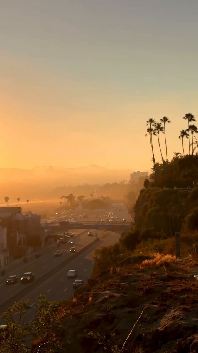 Highway golden hour sunset