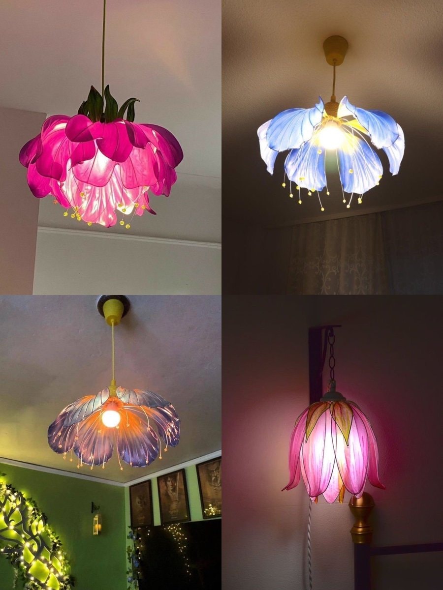 floral shaped lamps collage