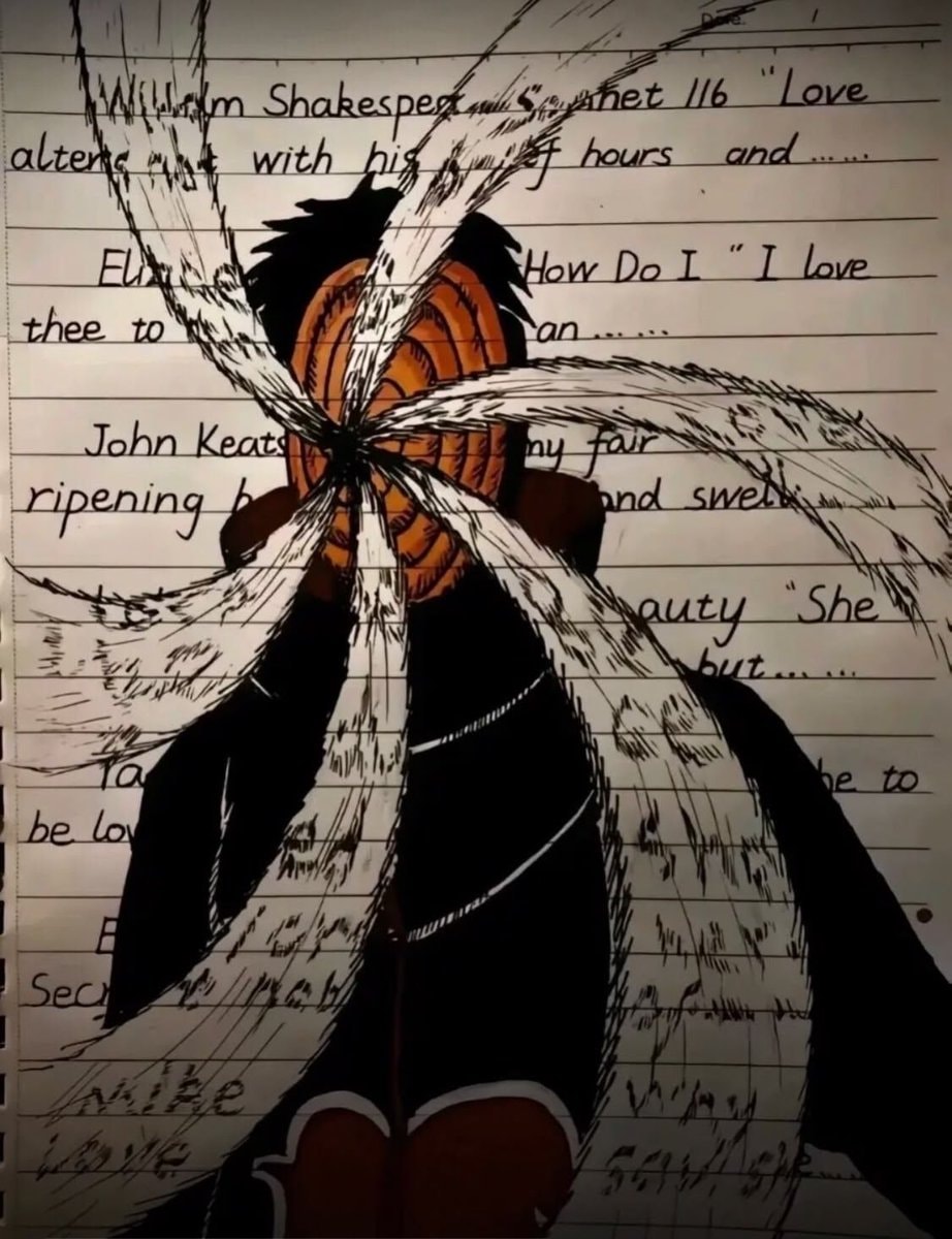 Obito Uchiha fan art with Shakespeare and Keats