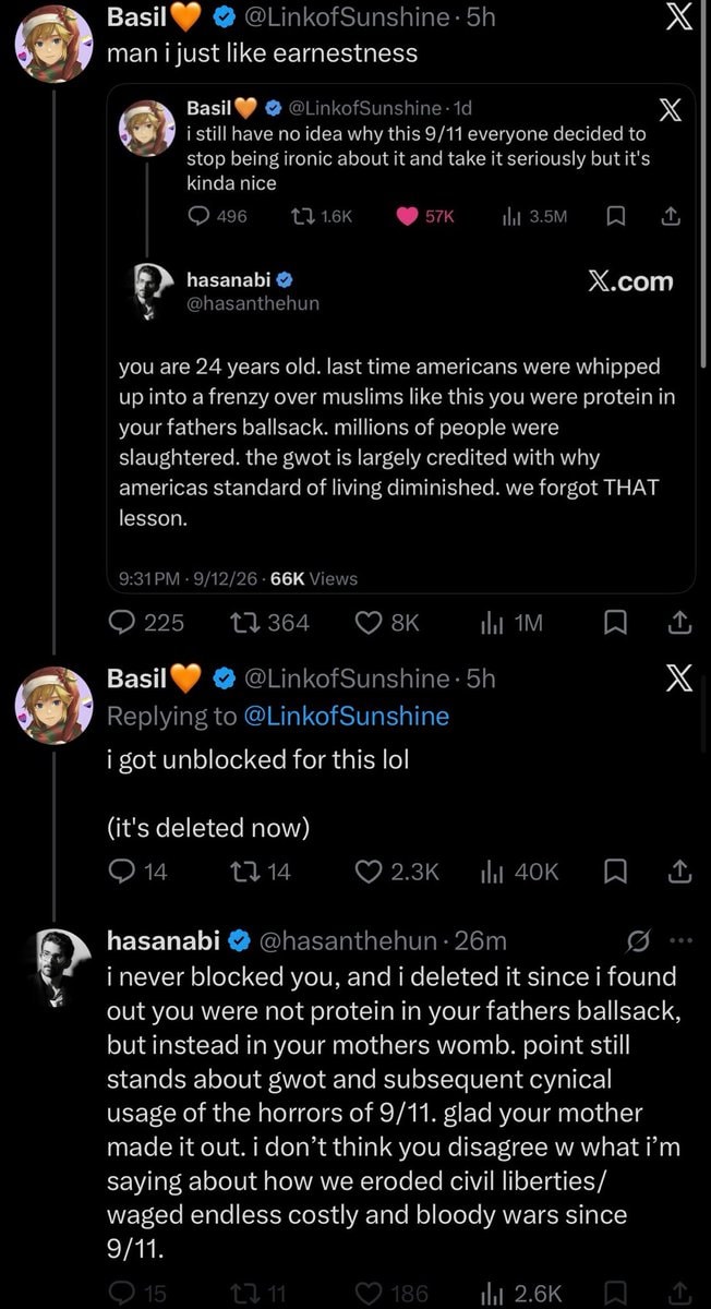 Hasan Basil Piker 9/11 exchange