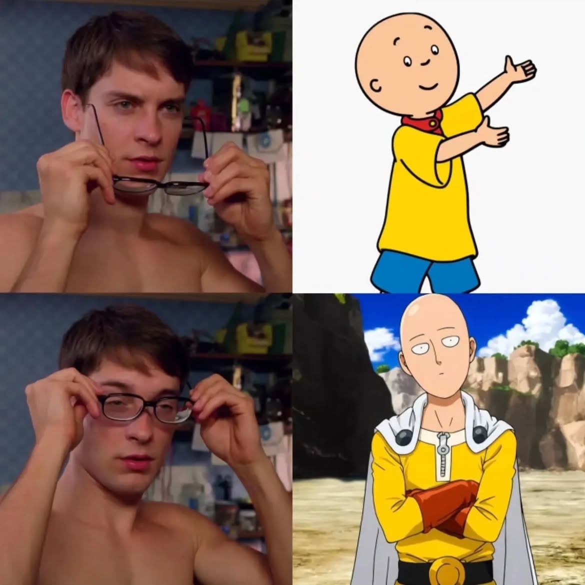 Caillou and Saitama meme