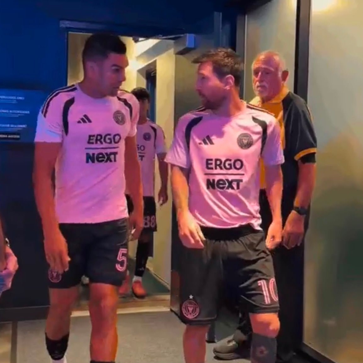 Messi and Ronaldo walking