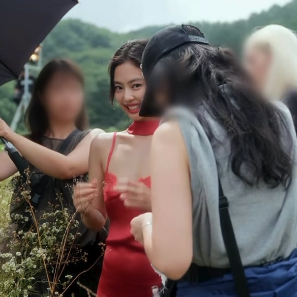 Jennie in red dress