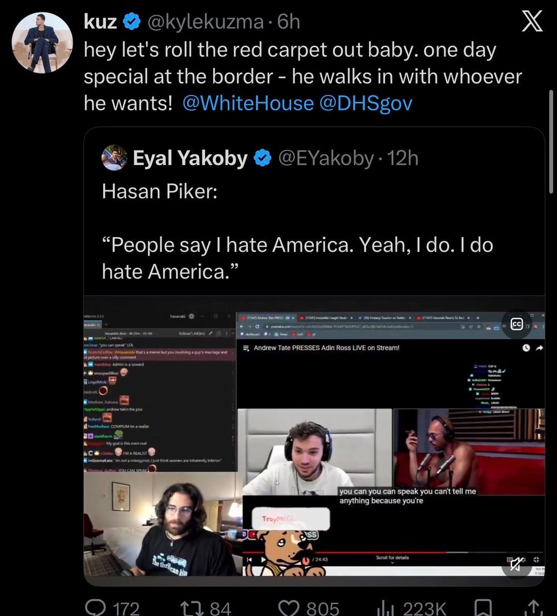 Kyle Kuzma reacts to Hasan Piker quote