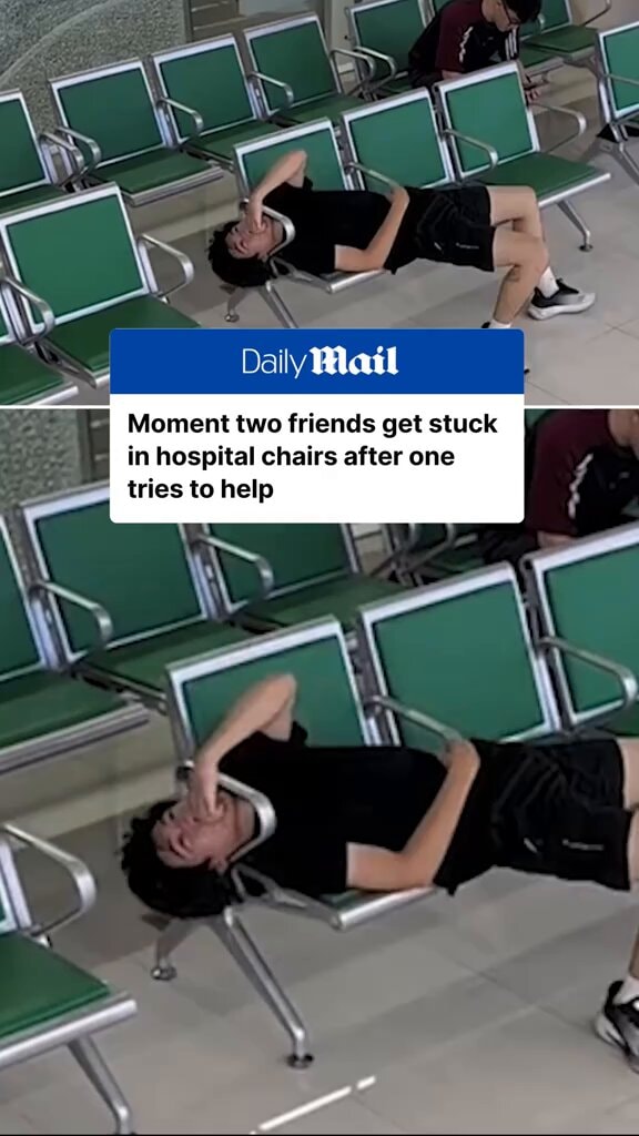 Two friends get stuck in hospital chairs