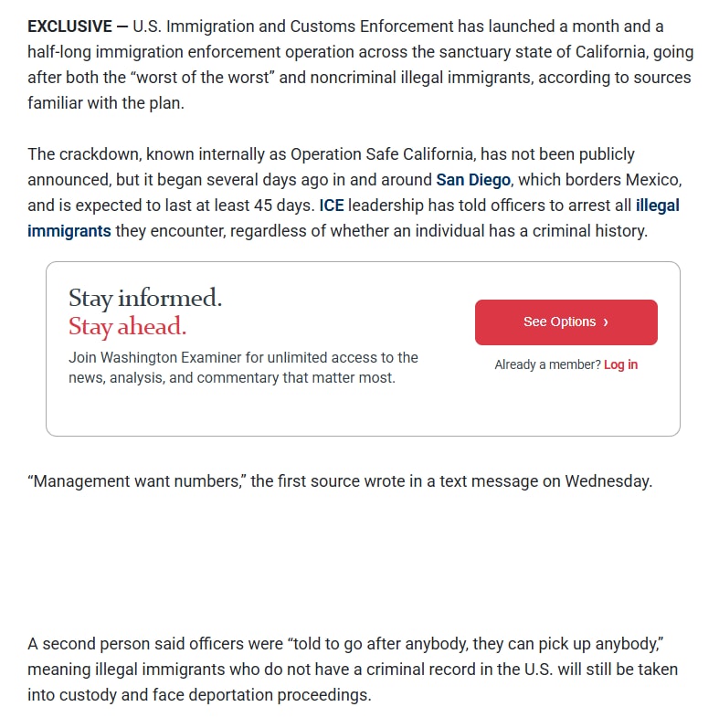 Operation Safe California enforcement