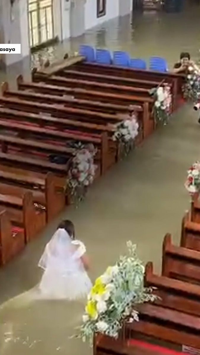 Philippines flooded church wedding