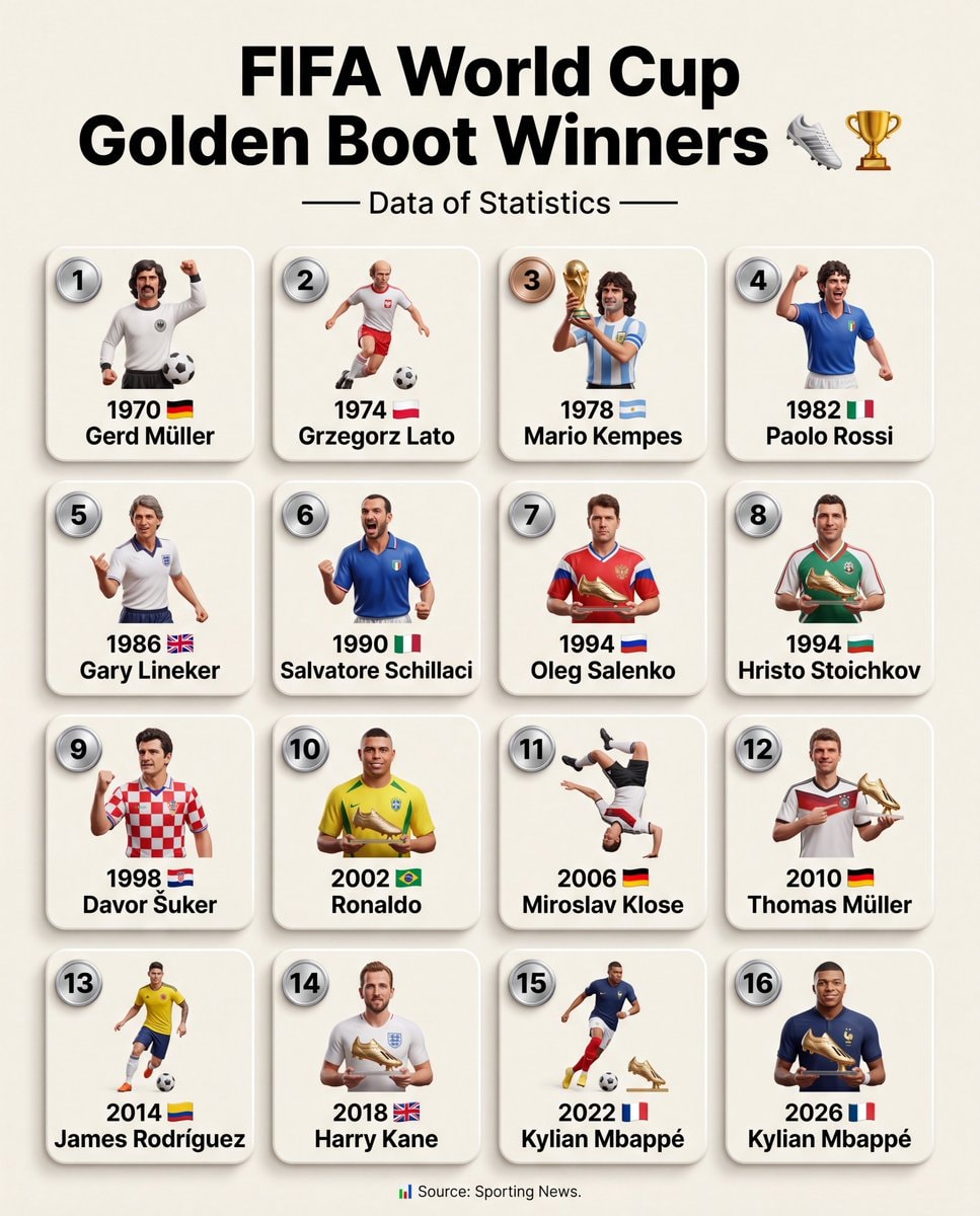 FIFA World Cup Golden Boot Winners