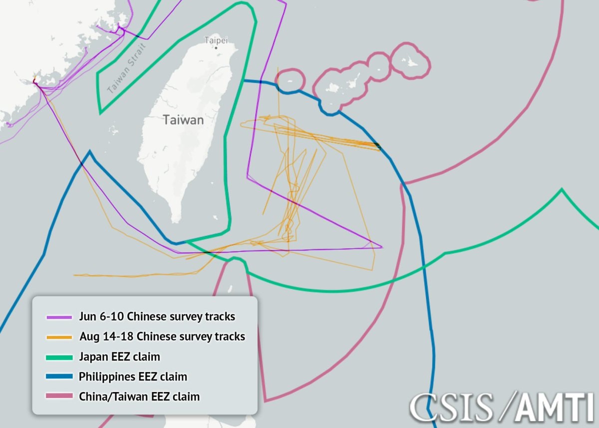 China Coast Guard tracks east of Taiwan (photo 2 of 3) China Coast Guard tracks east of Taiwan (photo 2 of 3)
