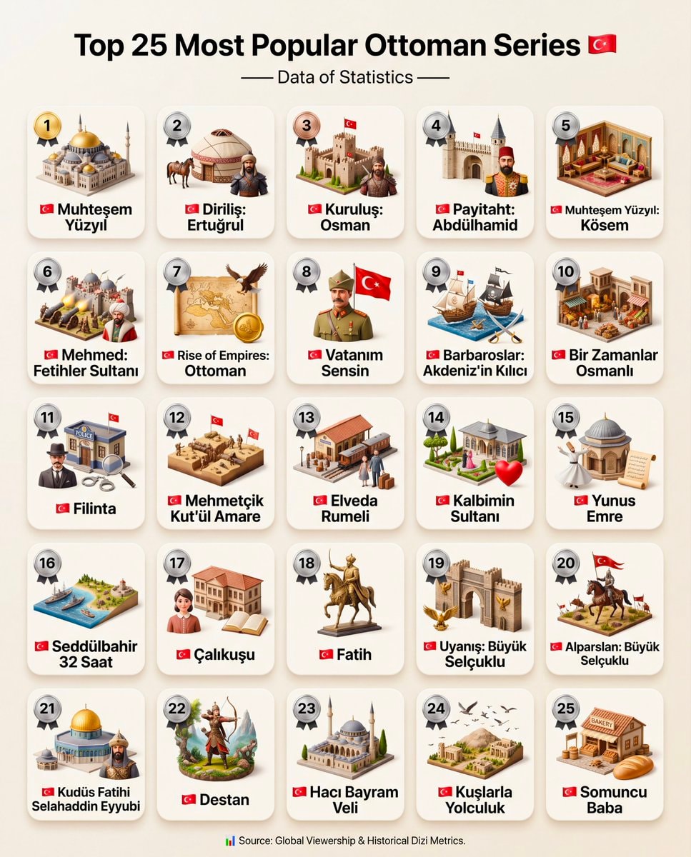 Top 25 Most Popular Ottoman Series
