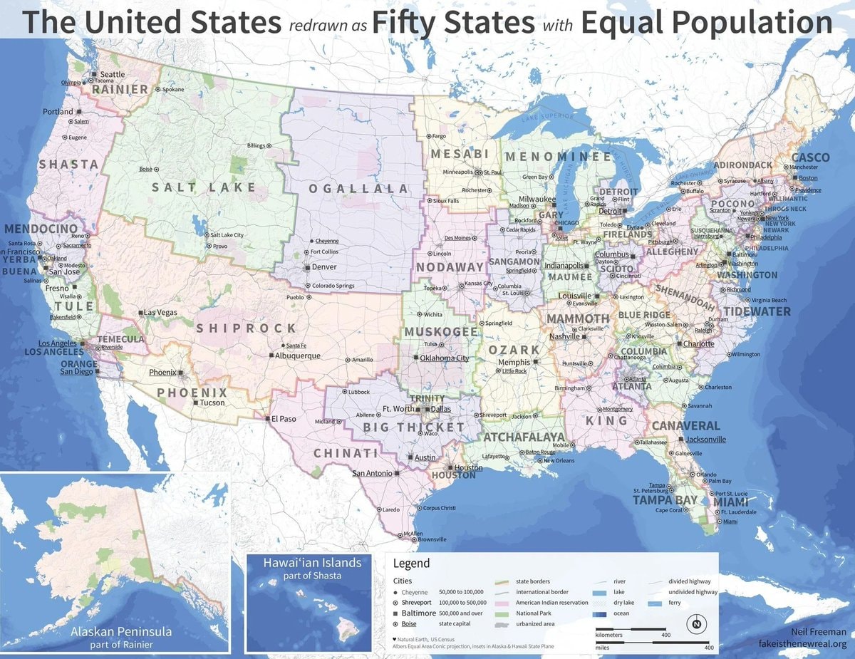 United States equal population map United States equal population map