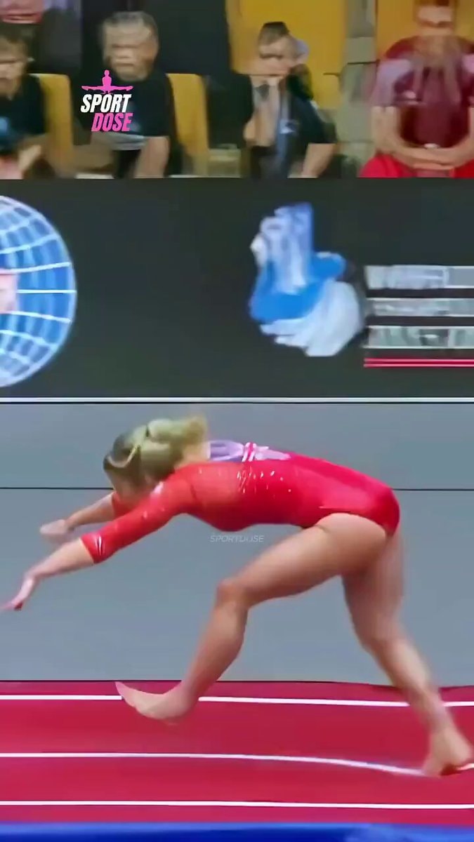 Gymnast joyful tumbling pass