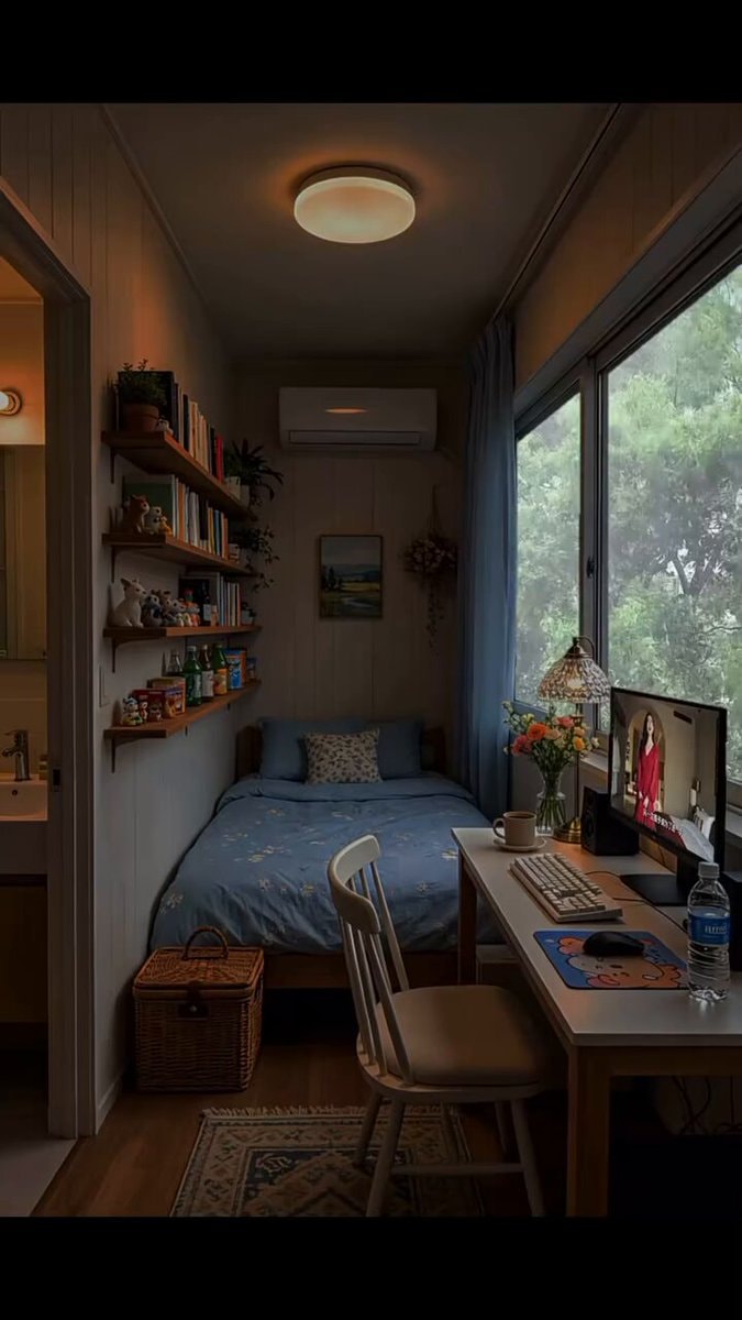 Cozy bedroom workspace