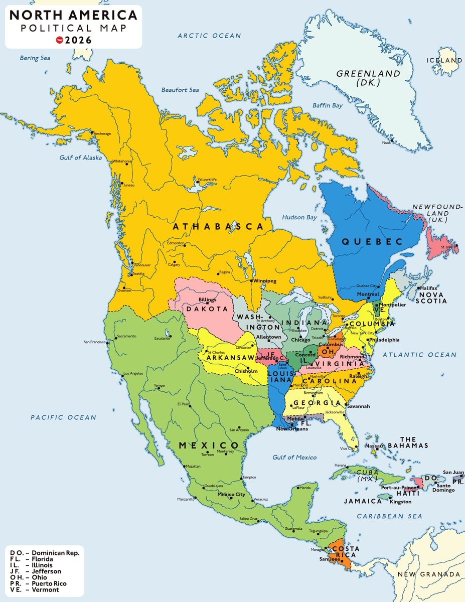 North America map 2026 hypothetical
