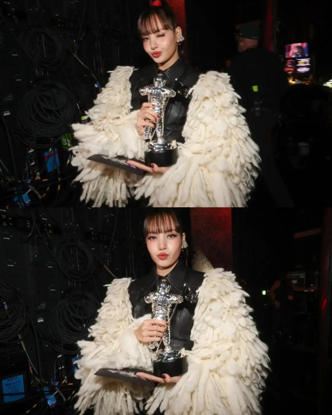 Lisa at the VMAs with trophy (photo 2 of 3)