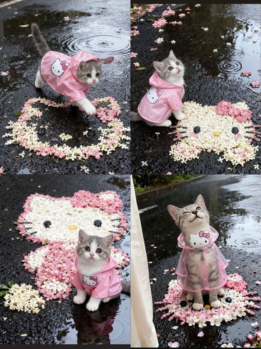 Hello Kitty kitten in raincoat Hello Kitty kitten in raincoat