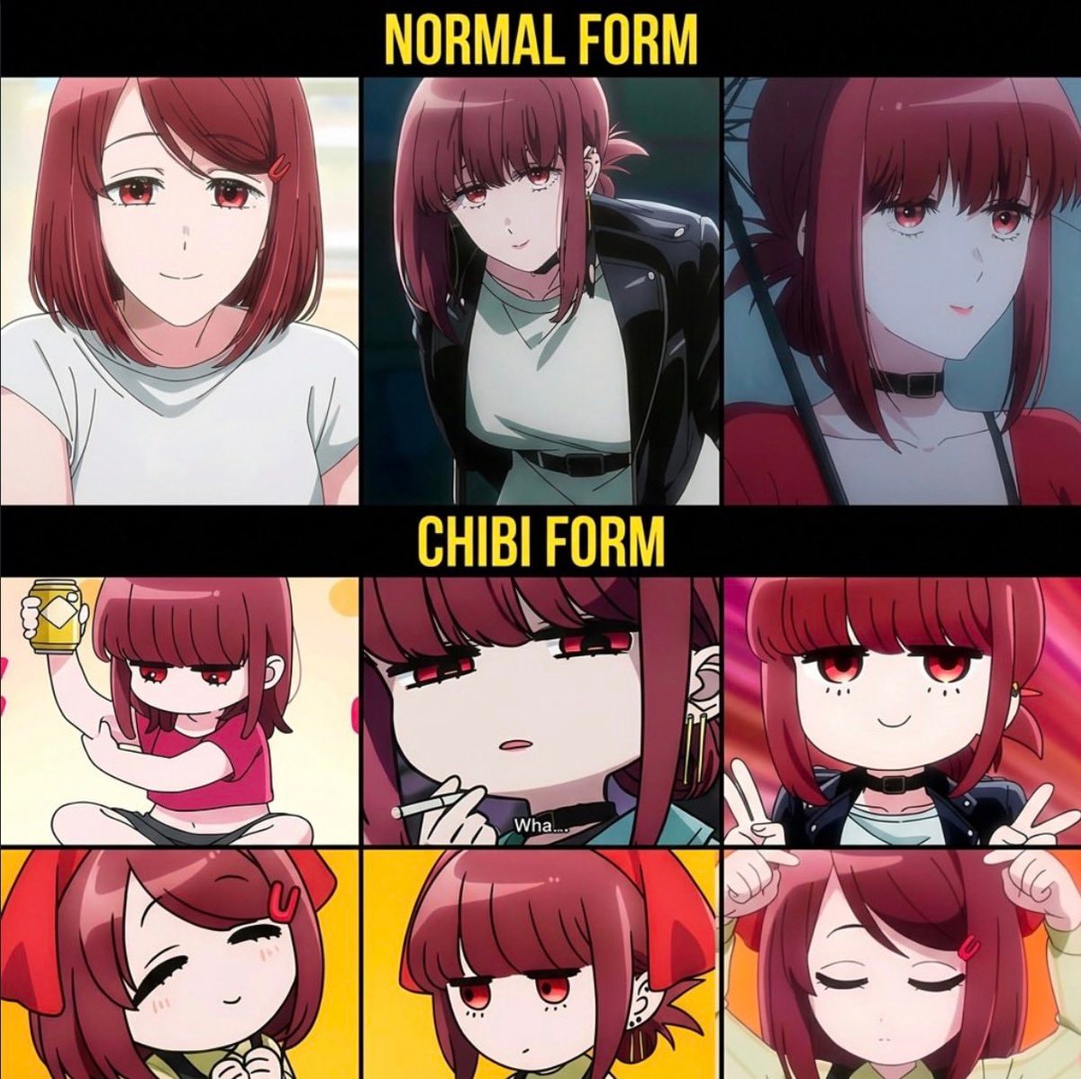 Anime character normal and chibi forms
