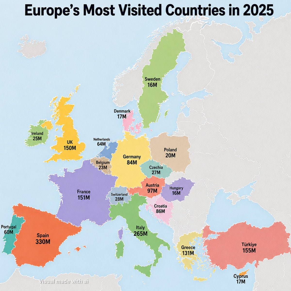 Europe Most Visited Countries 2025
