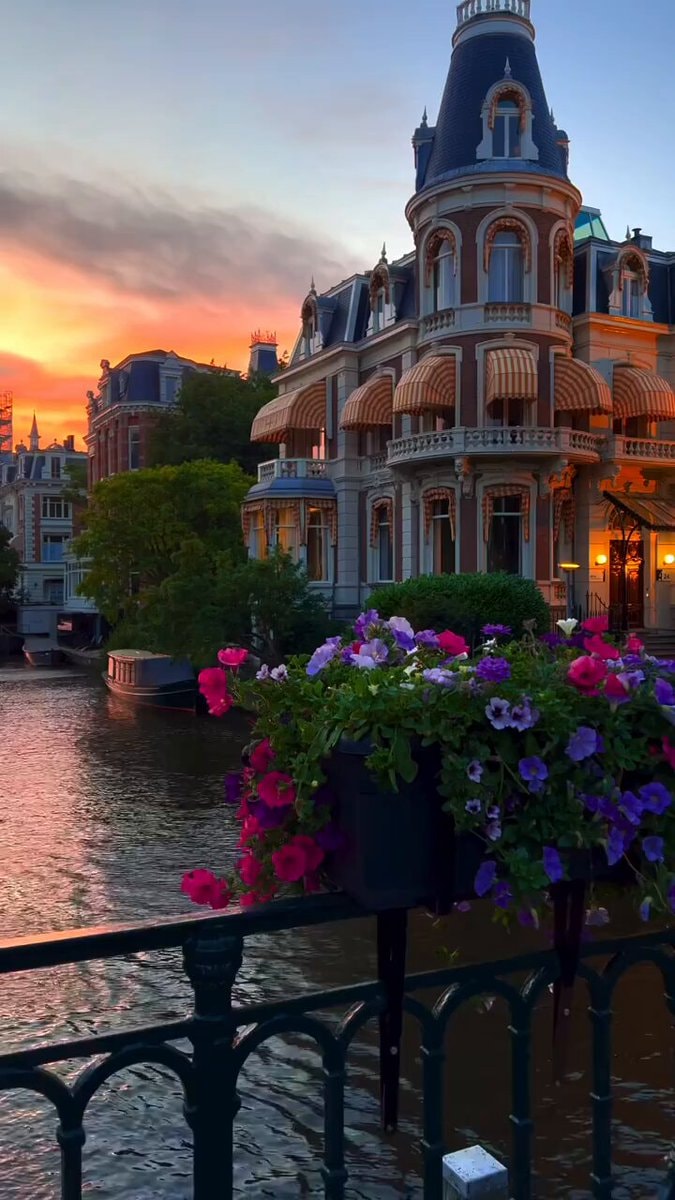 Amsterdam canal at sunset Amsterdam canal at sunset