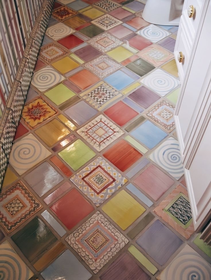 pastel diamond tile floor rustic jug (photo 2 of 2)