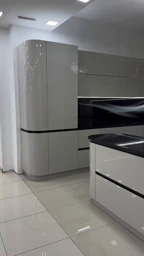 Sleek white kitchen design critique