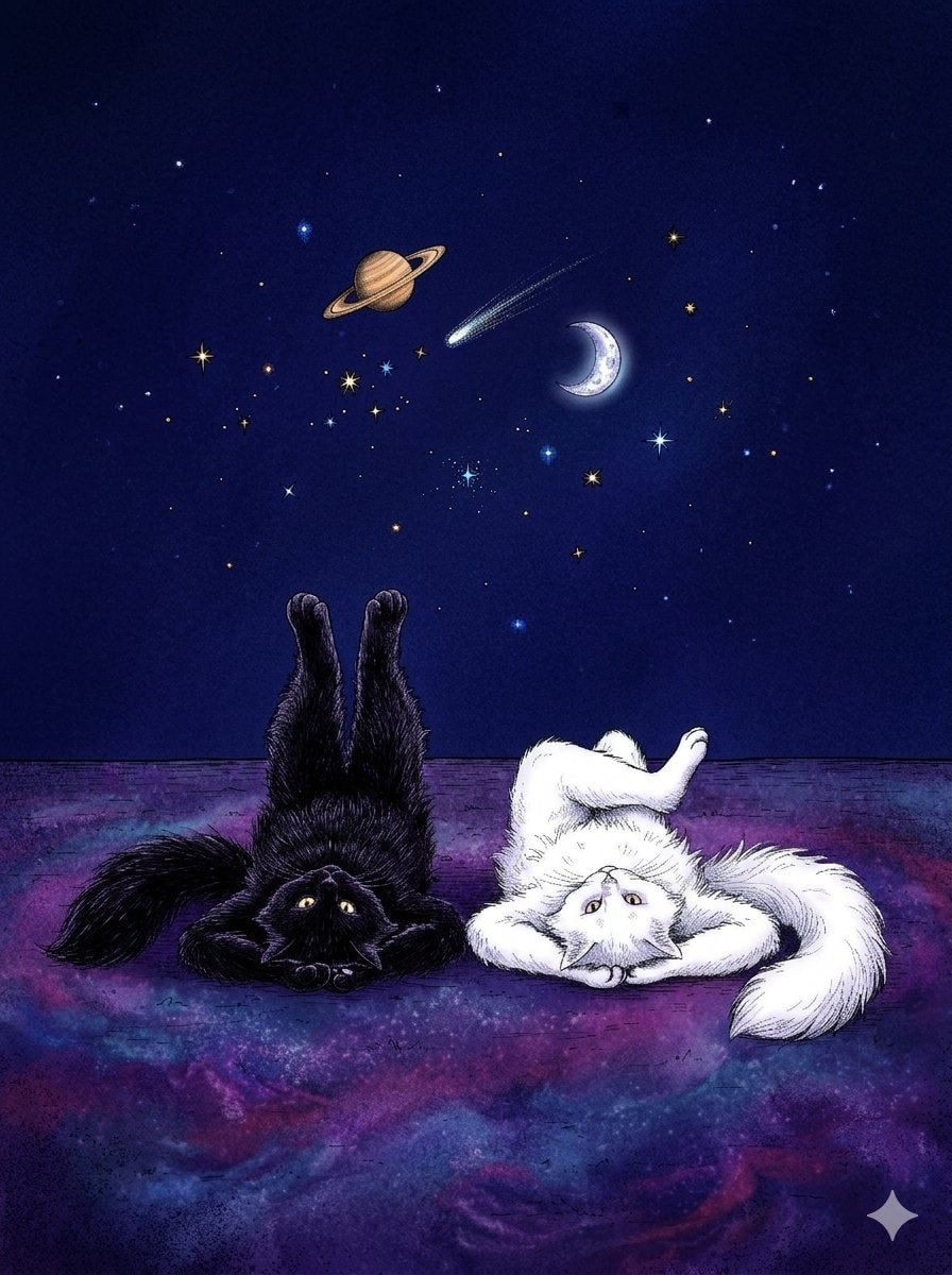 cats stargazing