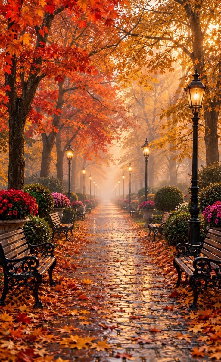 Autumn park pathway