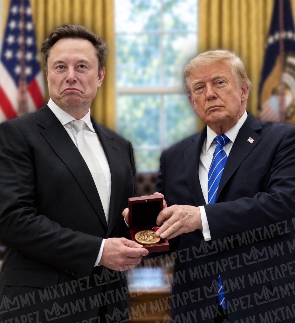 Donald Trump awards Elon Musk medal