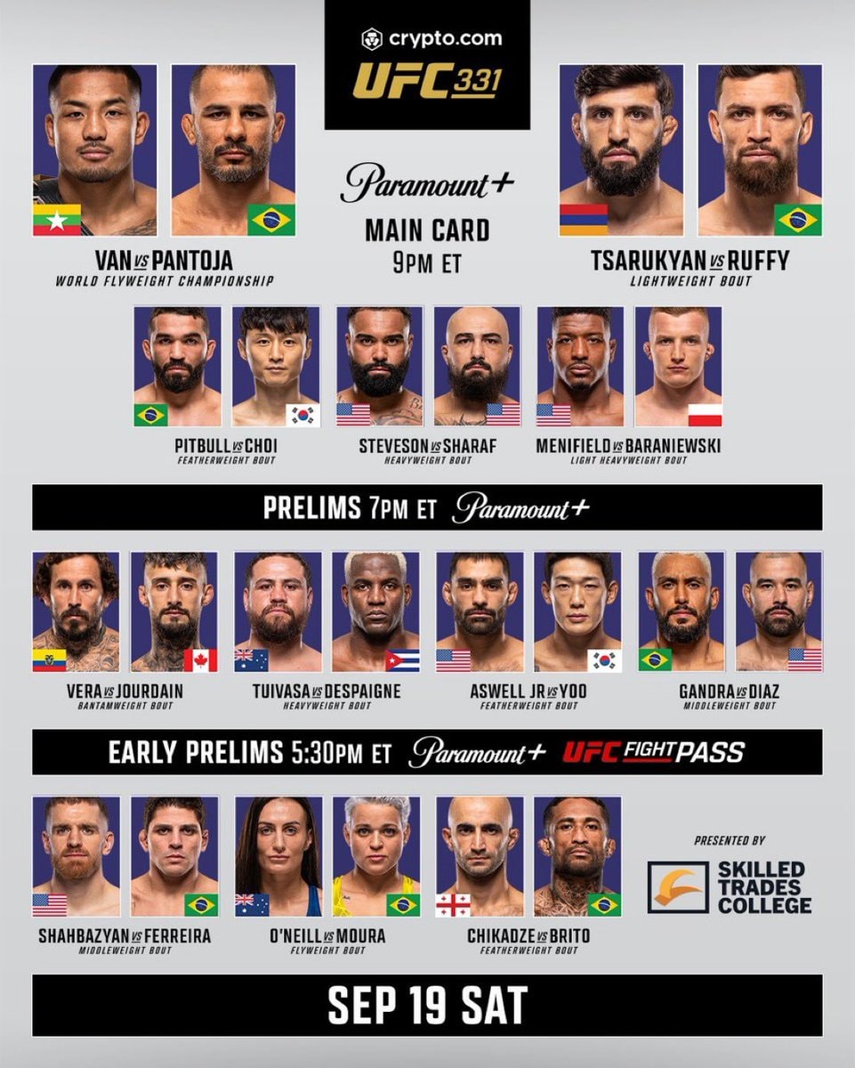 UFC 331 fight card