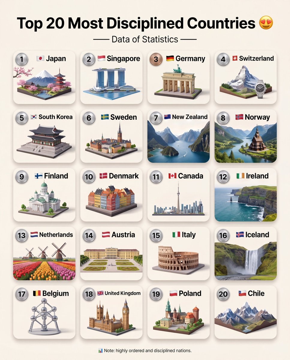 Top 20 Most Disciplined Countries