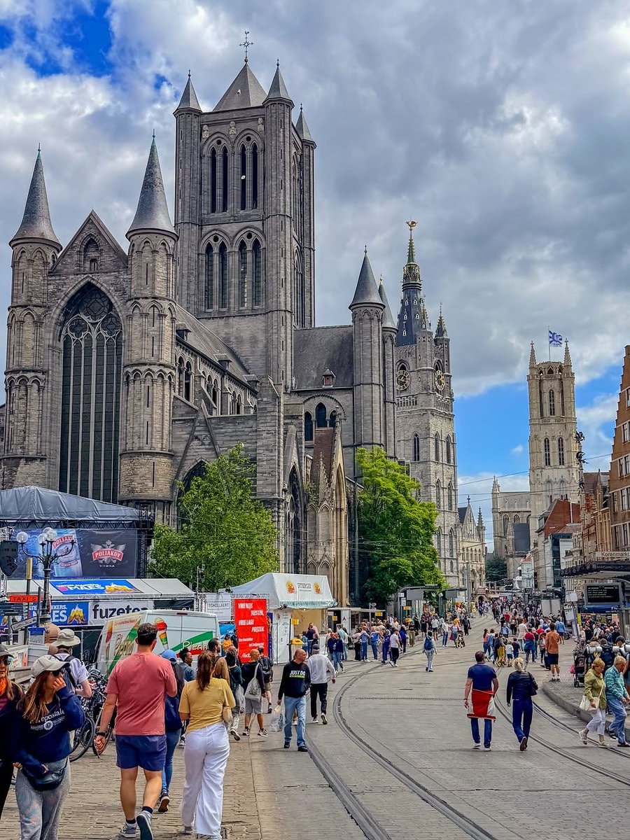 Ghent Belgium cathedral street view Ghent Belgium cathedral street view