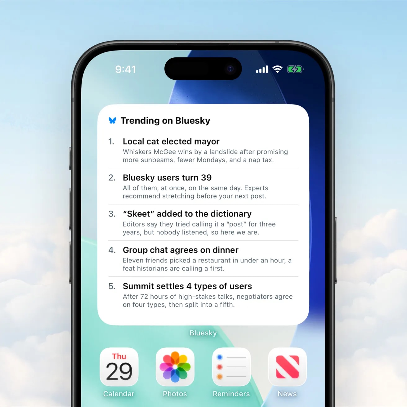 Bluesky v1.137 trending widget