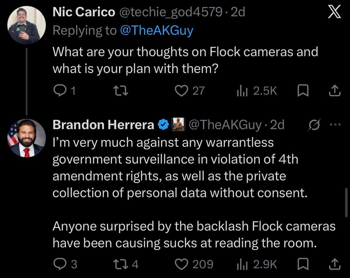 Brandon Herrera AMA SAVE ACT Flock cameras RINO (photo 3 of 3)