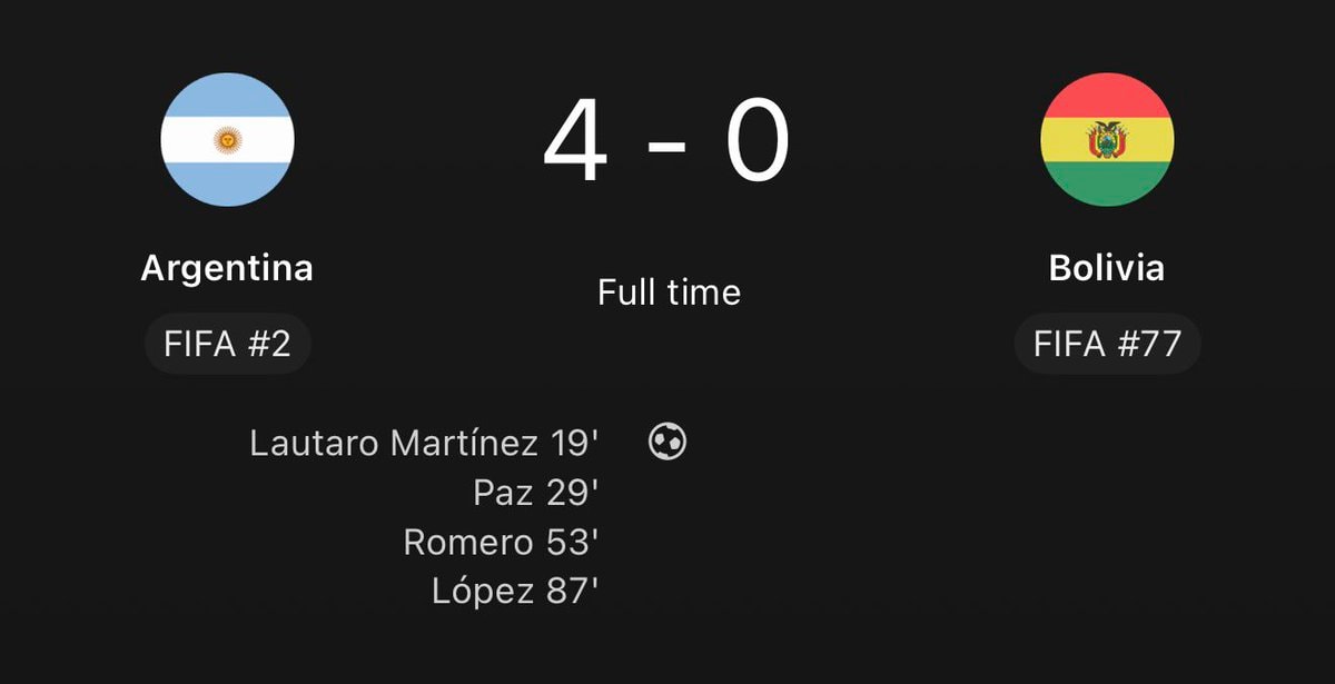 Argentina defeats Bolivia 4-0 Argentina defeats Bolivia 4-0
