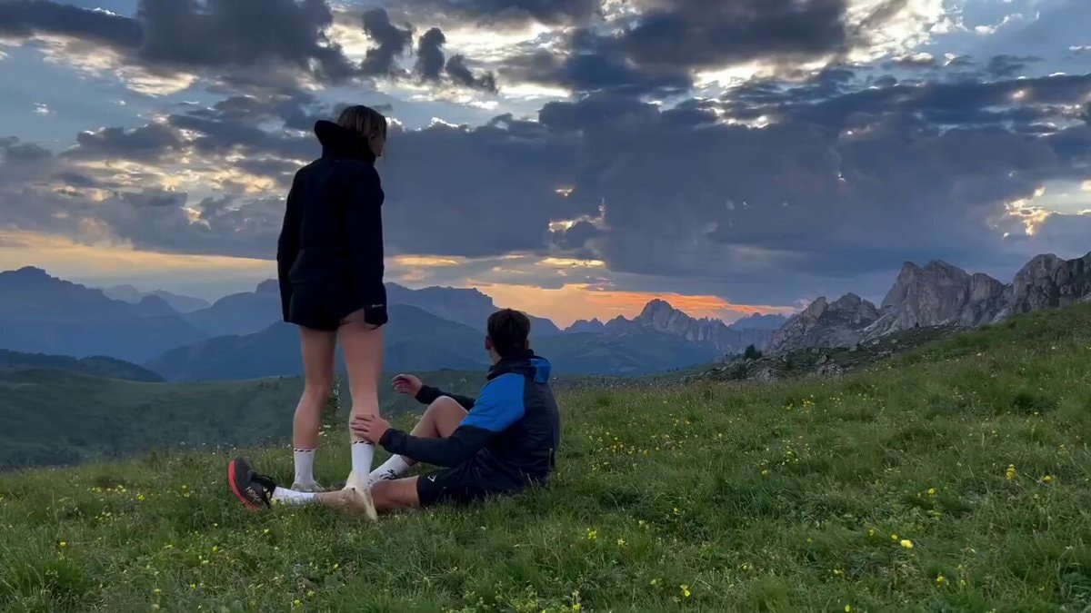 Mountain sunset couple