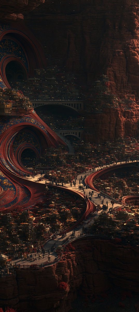 fantasy city on red cliff face (photo 2 of 4)