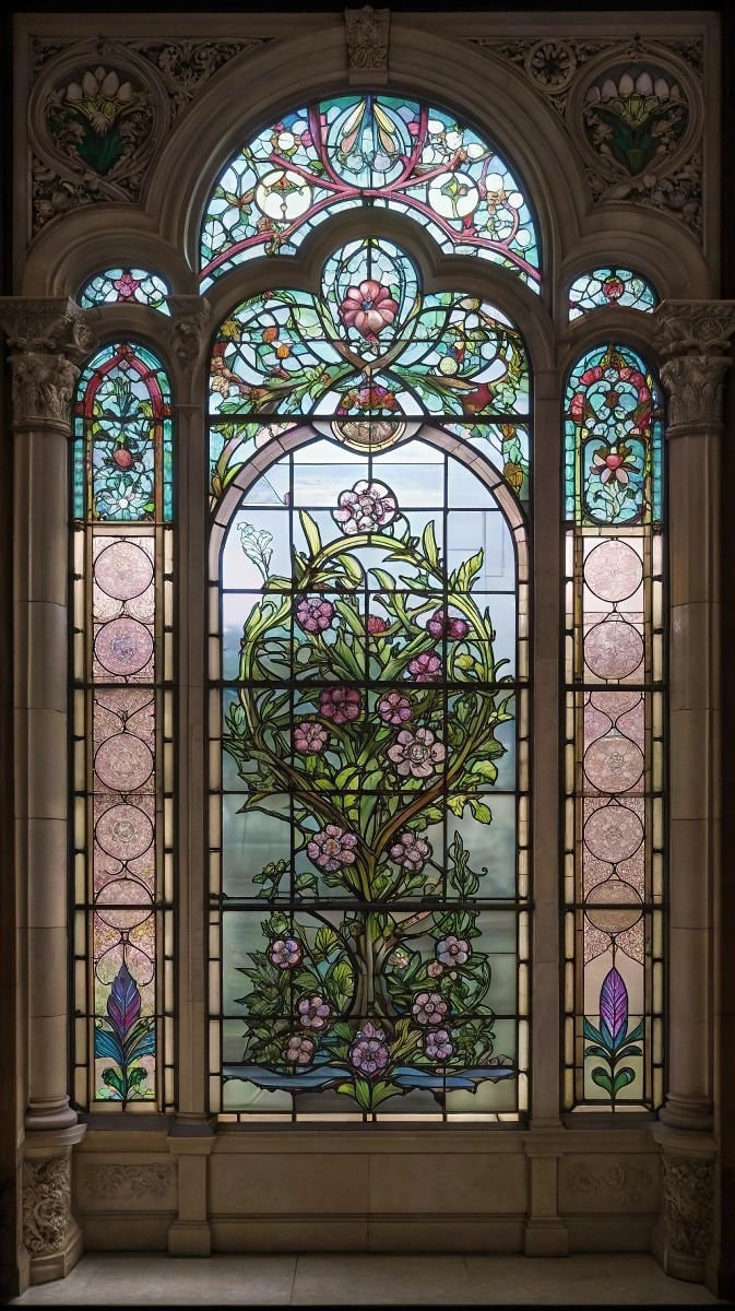 stained glass window tree